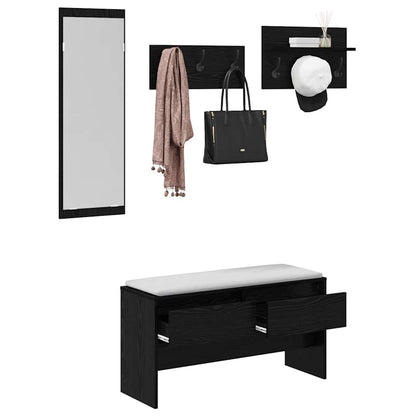 Set mobili da ingresso 4 pcs Rovere Nero Legno multistrato | homemem39
