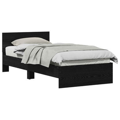 Struttura del letto Rovere Nero 90 x 190 cm Legno multistrato | homemem39