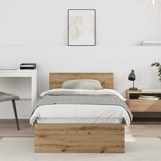 Struttura del letto con testiera Rovere artigianale 75 x 190 cm | homemem39