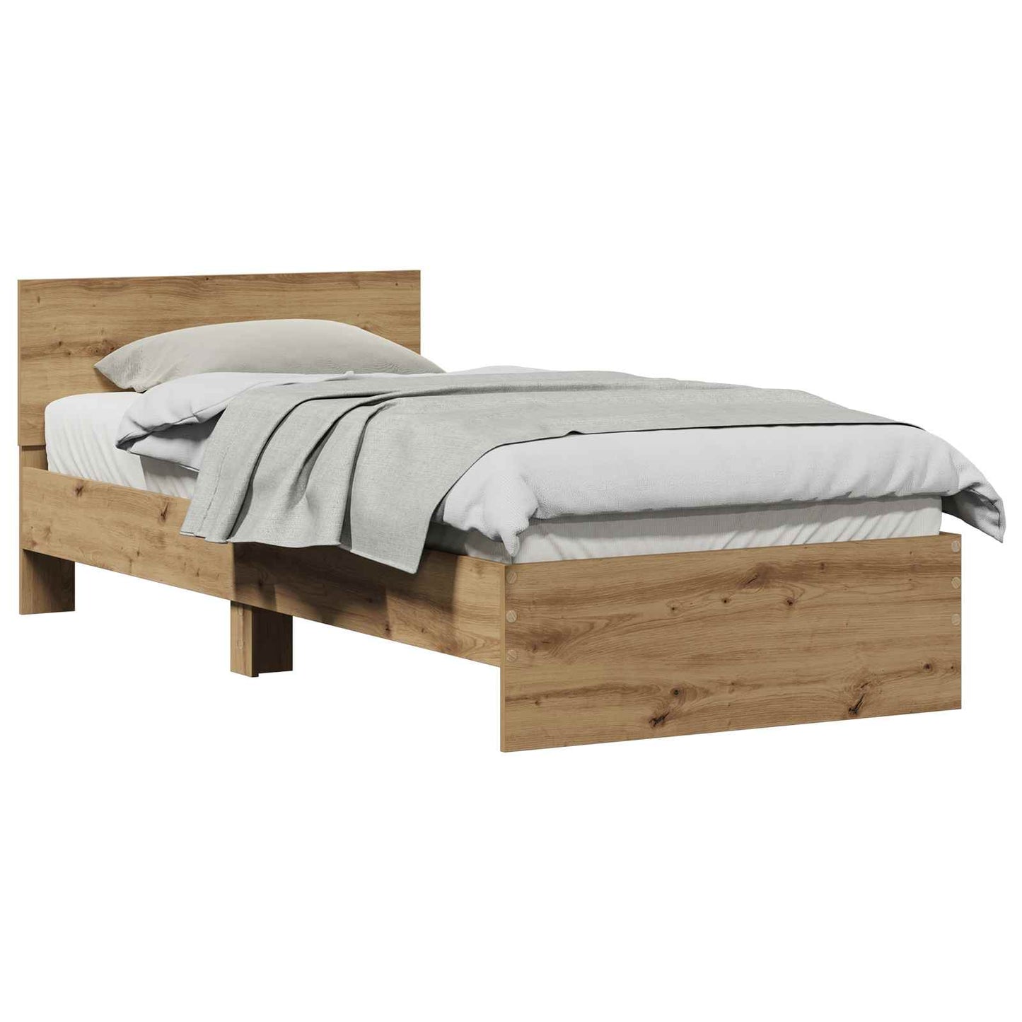 Struttura del letto con testiera Rovere artigianale 75 x 190 cm | homemem39