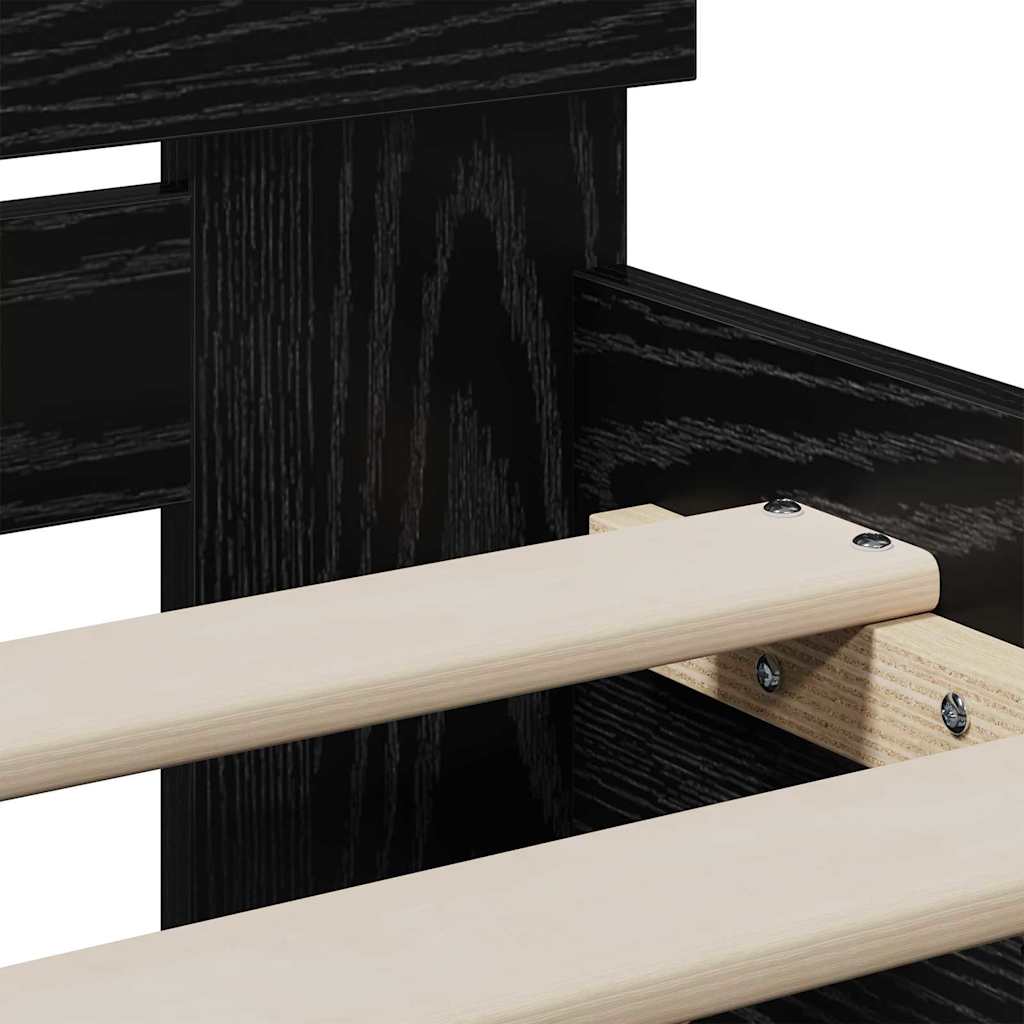 Struttura del letto Rovere Nero 75 x 190 cm Legno multistrato