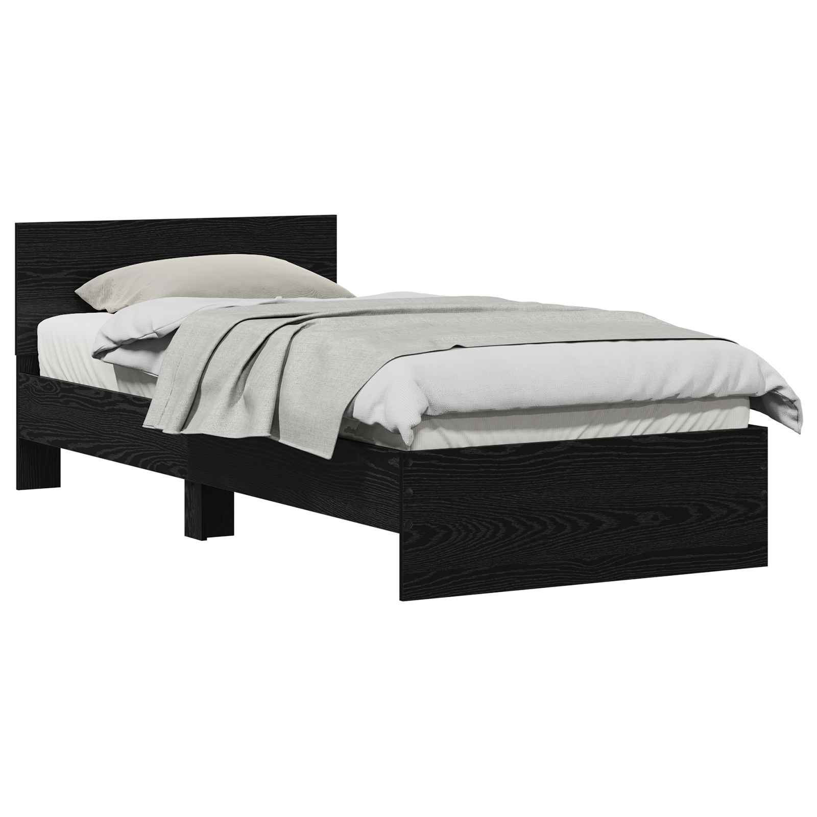 Struttura del letto Rovere Nero 75 x 190 cm Legno multistrato | homemem39