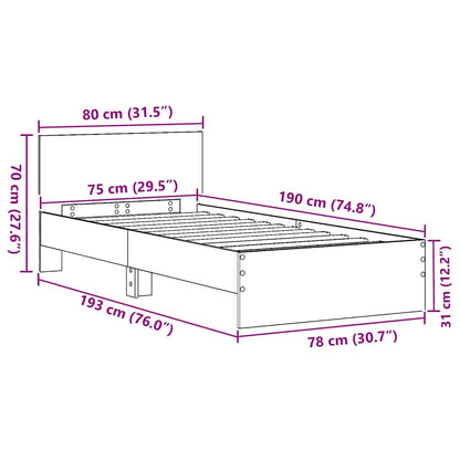 Struttura del letto Rovere Nero 75 x 190 cm Legno multistrato | homemem39
