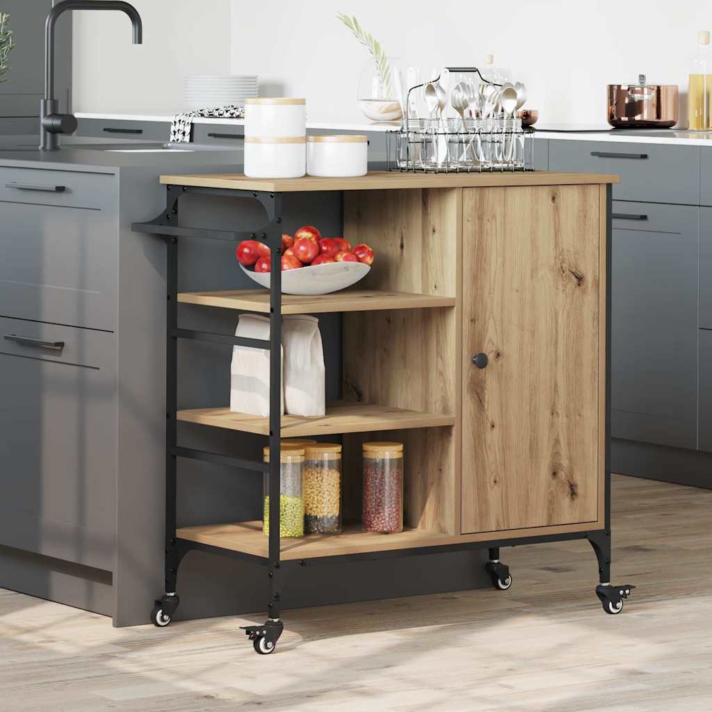 Carrello da Cucina Rovere artigianale 87,5 x 39 x 84,5 cm