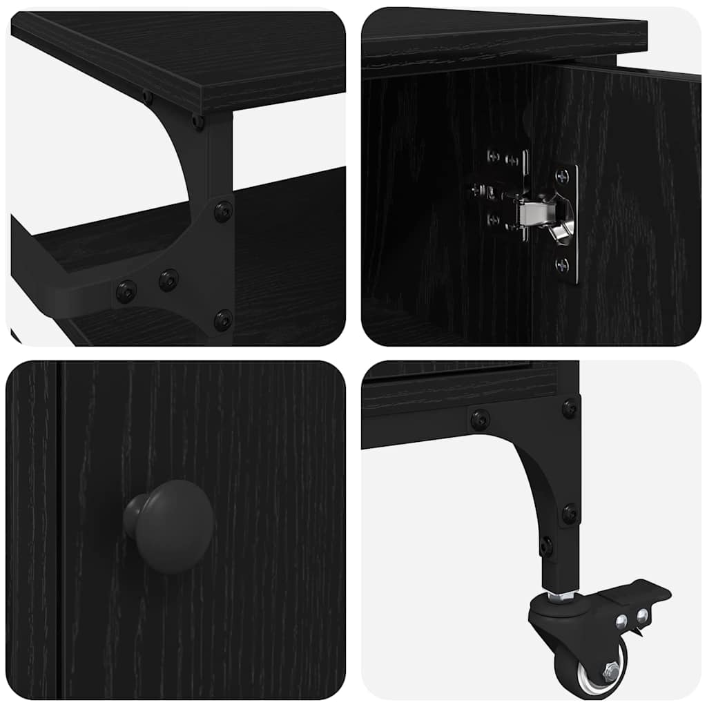 Carrello da Cucina Rovere Nero 87,5 x 39 x 84,5 cm