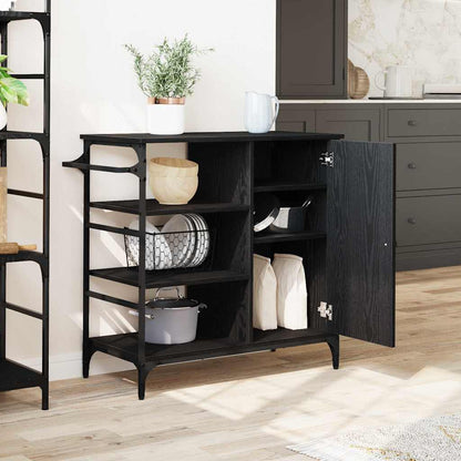Carrello da Cucina Rovere Nero 87,5 x 39 x 84,5 cm