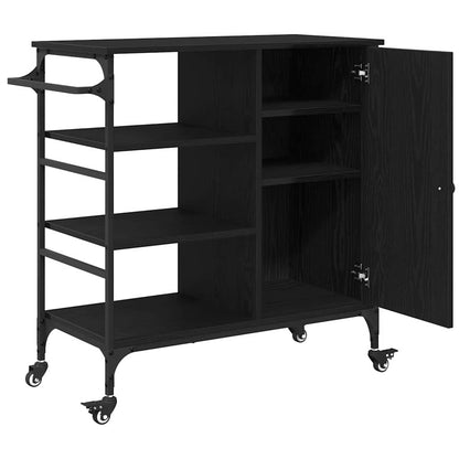 Carrello da Cucina Rovere Nero 87,5 x 39 x 84,5 cm