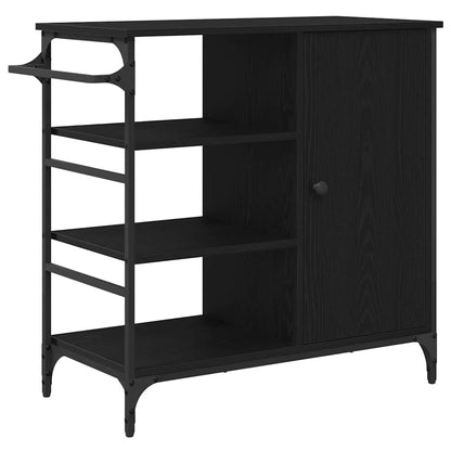 Carrello da Cucina Rovere Nero 87,5 x 39 x 84,5 cm