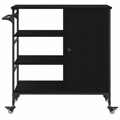 Carrello da Cucina Rovere Nero 87,5 x 39 x 84,5 cm