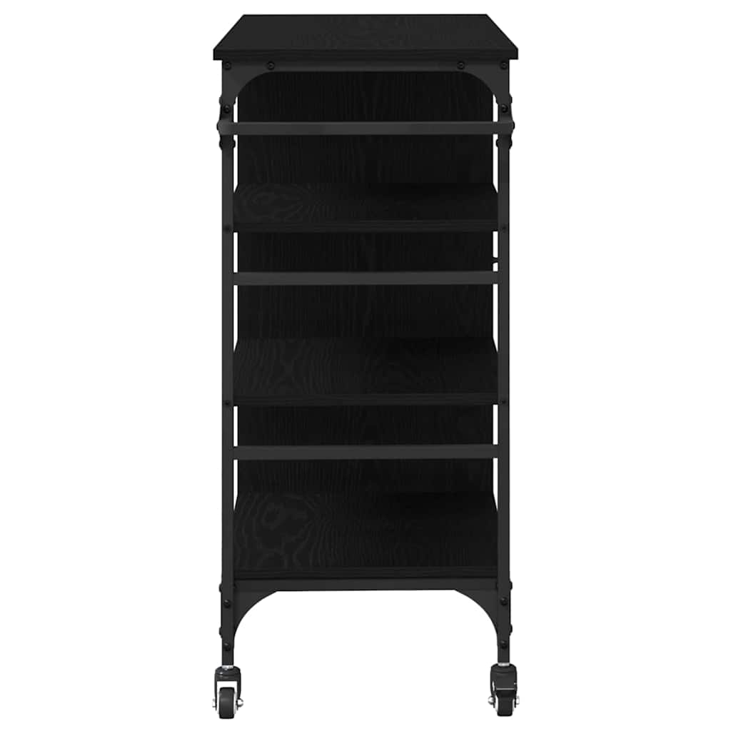 Carrello da Cucina Rovere Nero 87,5 x 39 x 84,5 cm