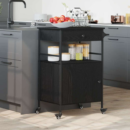 Carrello da Cucina Rovere Nero 56 x 43 x 89,5 cm
