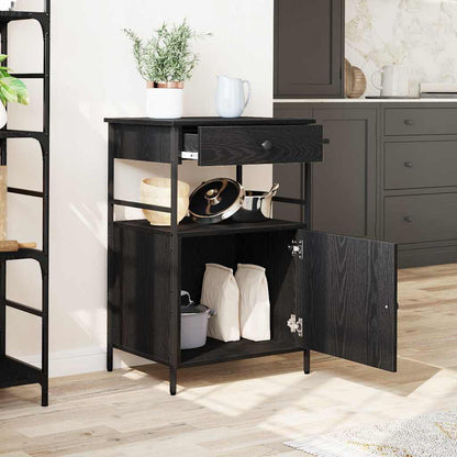 Carrello da Cucina Rovere Nero 56 x 43 x 89,5 cm