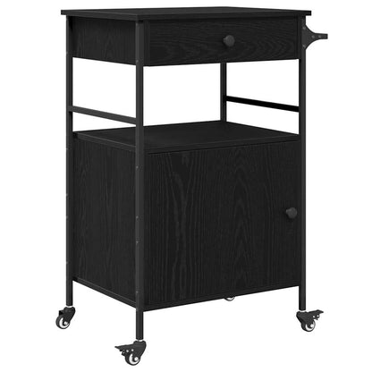 Carrello da Cucina Rovere Nero 56 x 43 x 89,5 cm
