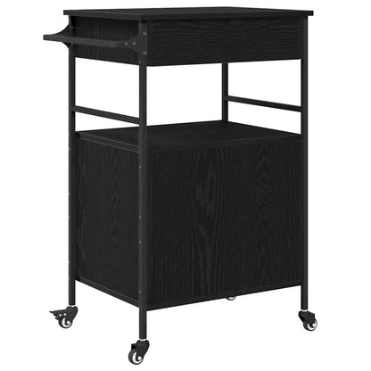 Carrello da Cucina Rovere Nero 56 x 43 x 89,5 cm