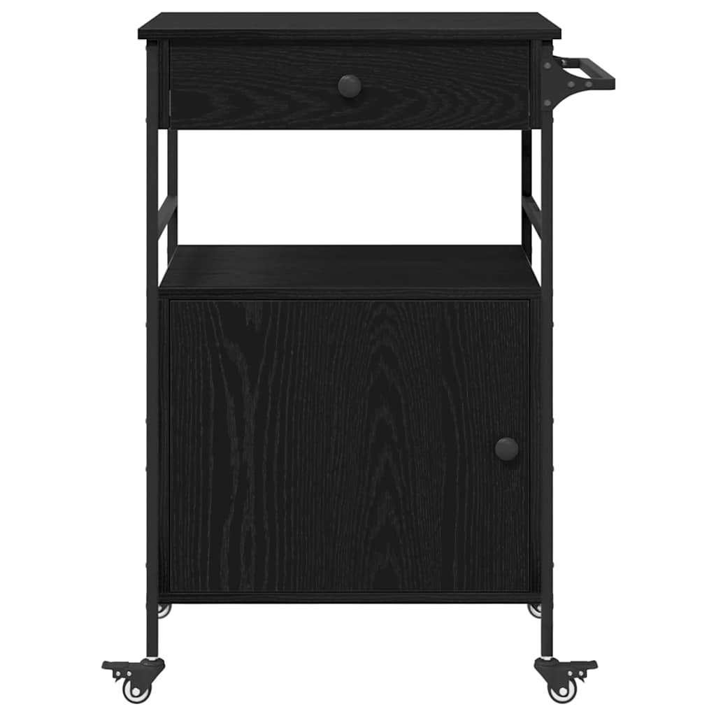 Carrello da Cucina Rovere Nero 56 x 43 x 89,5 cm