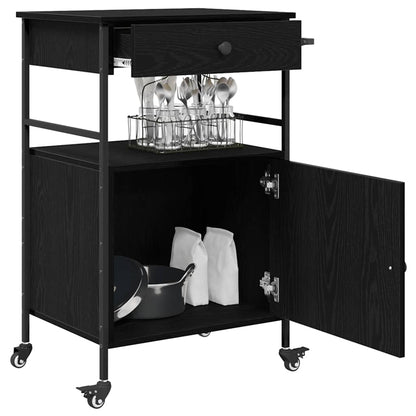 Carrello da Cucina Rovere Nero 56 x 43 x 89,5 cm