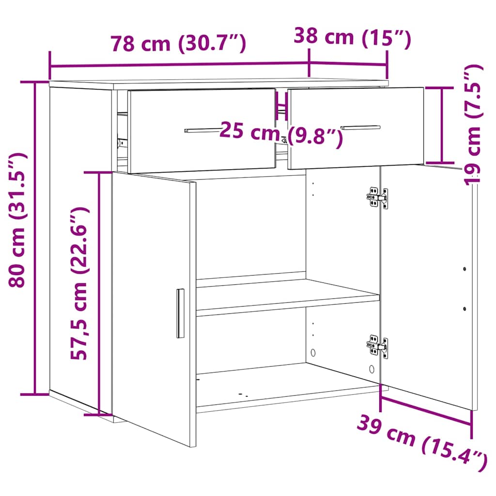 Credenza Legno vecchio 78 x 38 x 80 cm Legno multistrato