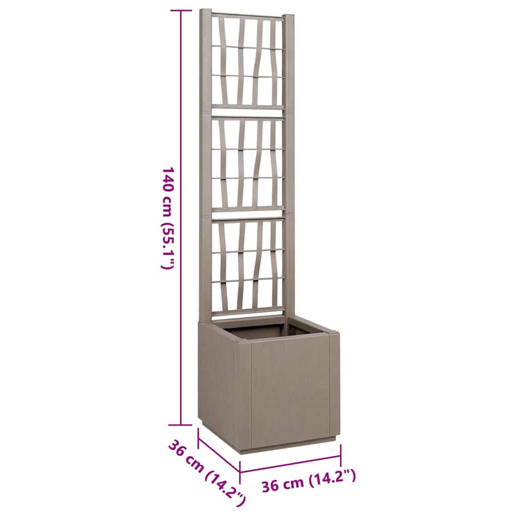 Vaso da giardino Grigio 36 x 36 x 140 cm Polipropilene