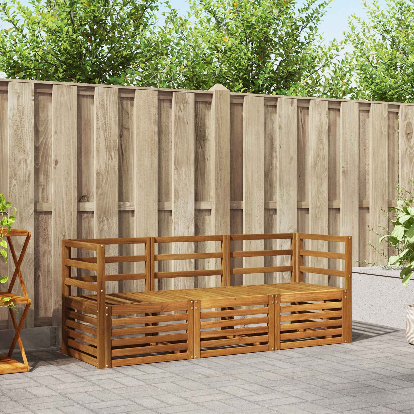 Set divani 3 pcs Naturale Legno di Acacia Massello | homemem39