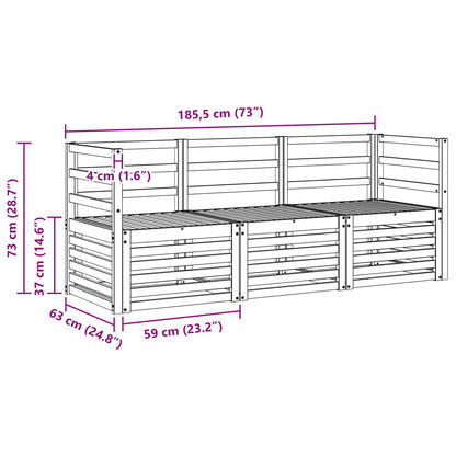 Set divani 3 pcs Naturale Legno di Acacia Massello | homemem39