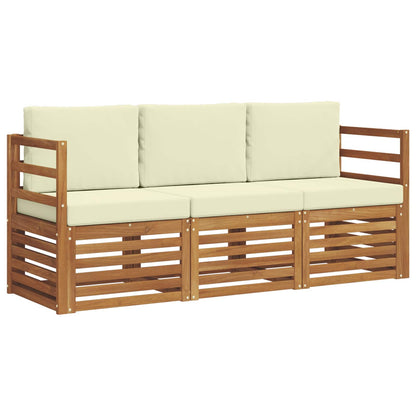 Set divani 3 pcs Naturale e Crema Legno di Acacia Massello