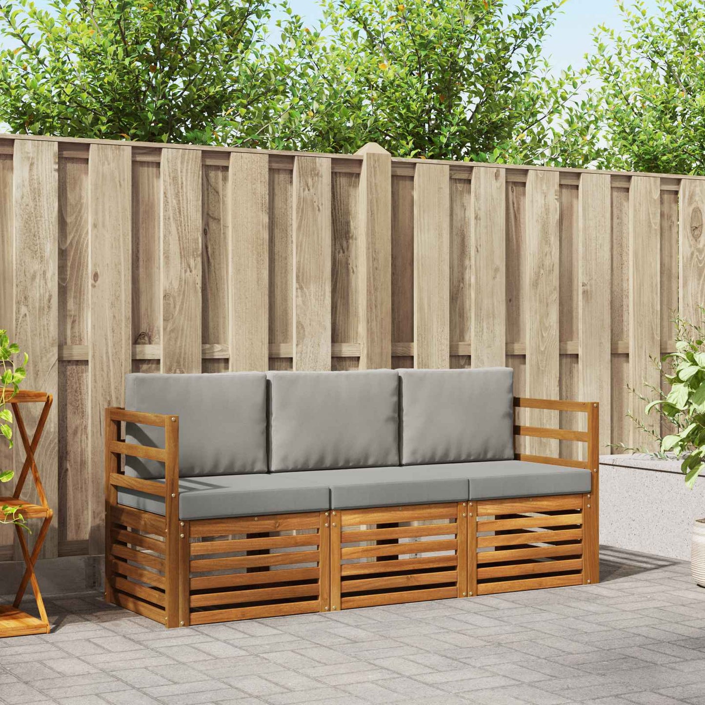 Set divani con cuscino 3 pcs Grigio Naturale e Chiaro