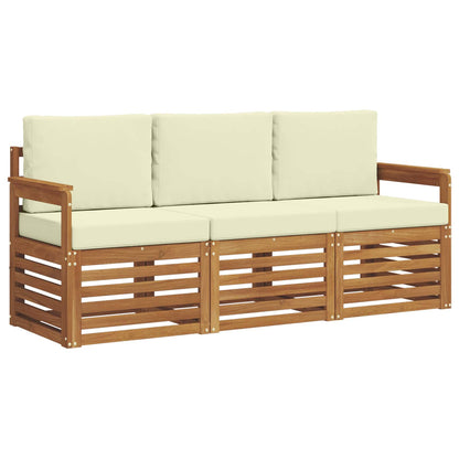 Set divani 3 pcs Naturale e Crema Legno di Acacia Massello | homemem39