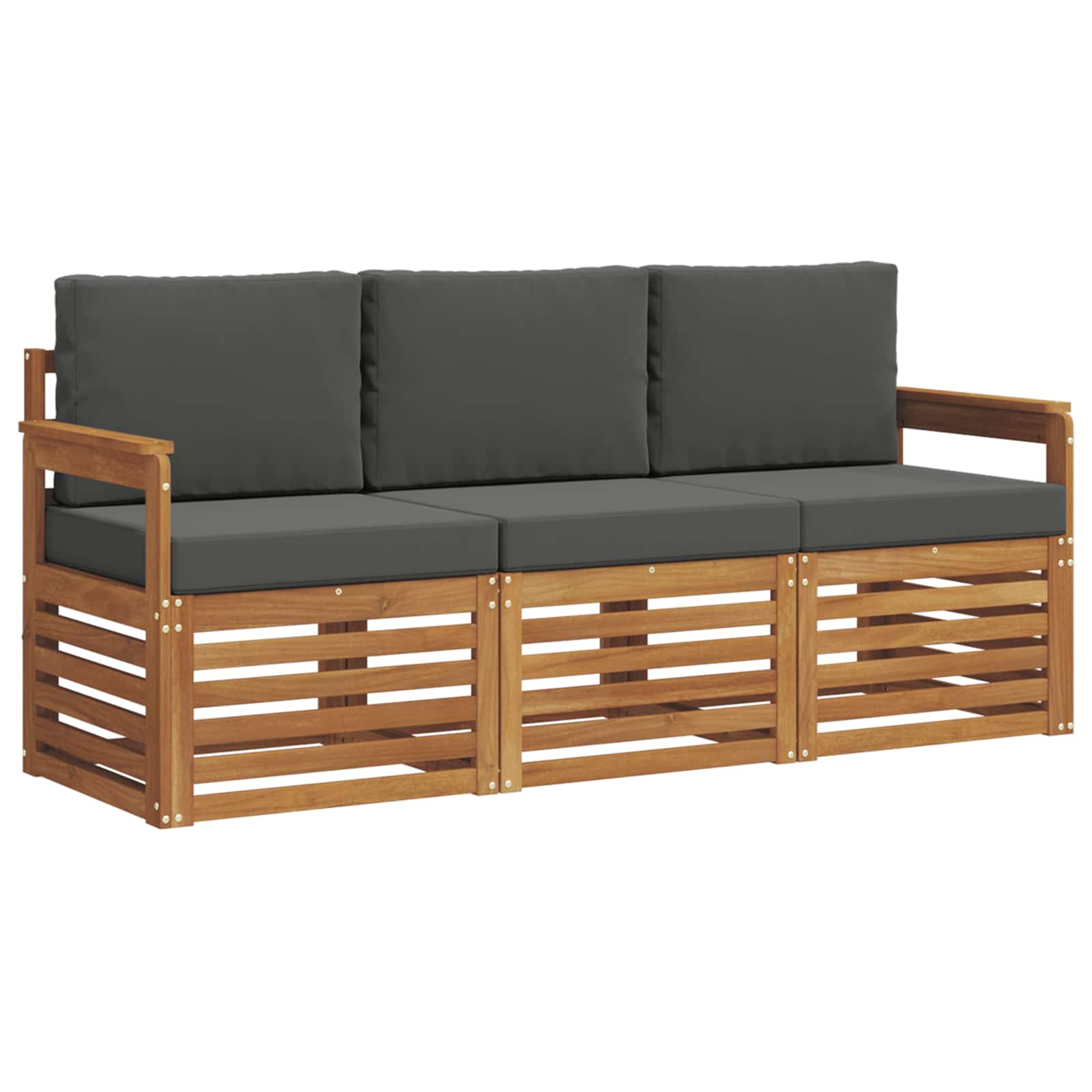 Set divani 3 pcs Naturale e Antracite Legno di Acacia Massello | homemem39