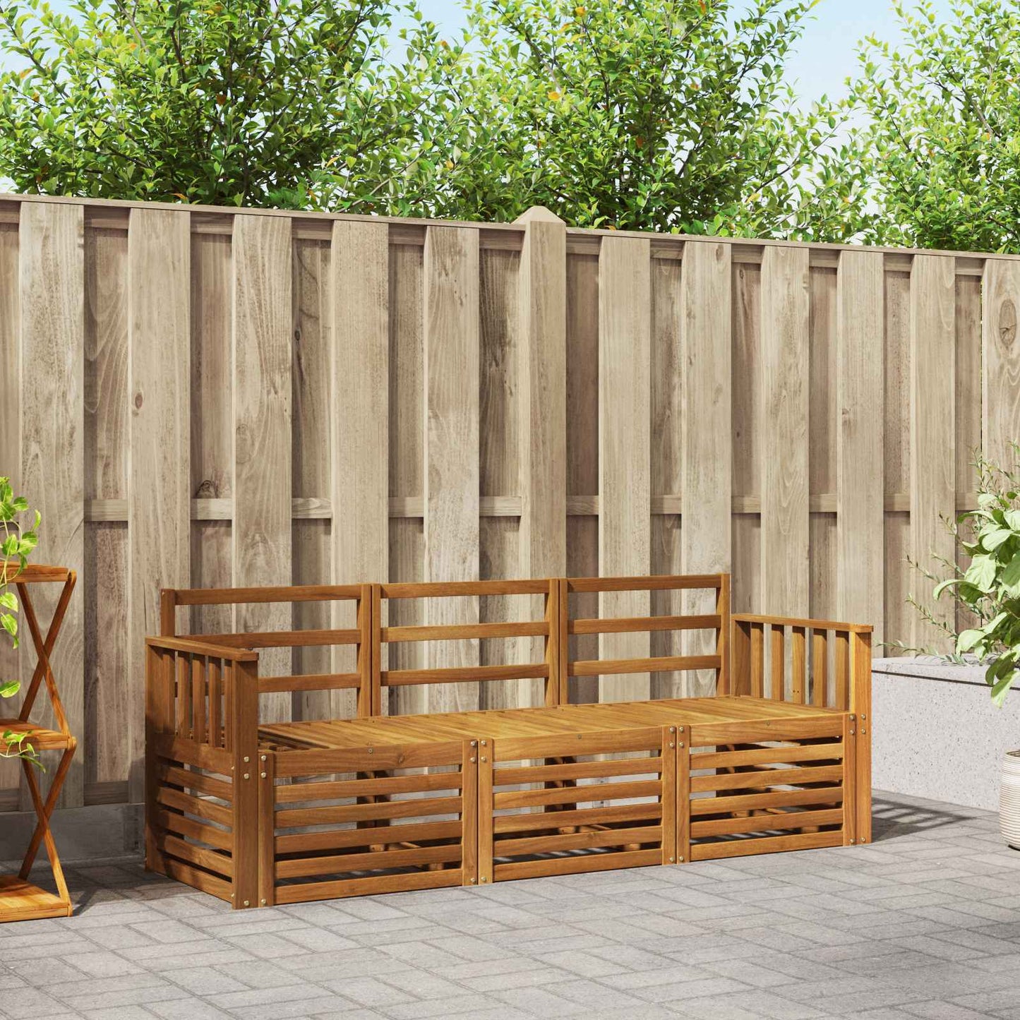 Set divani 3 pcs Naturale Legno di Acacia Massello | homemem39