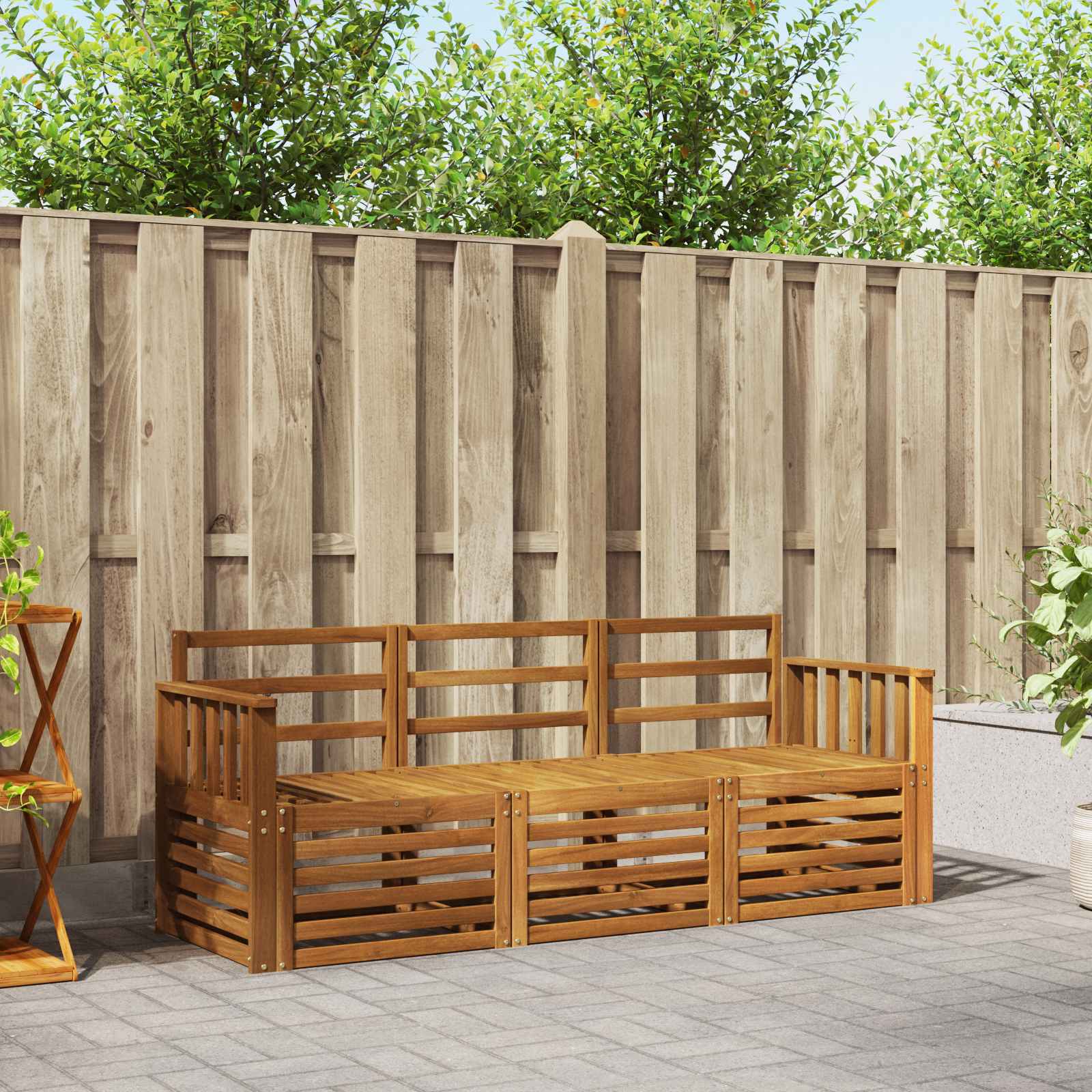 Set divani 3 pcs Naturale Legno di Acacia Massello | homemem39