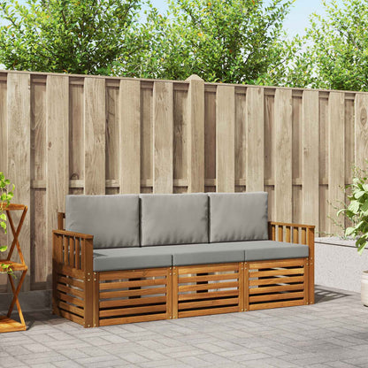 Set divani con cuscino 3 pcs Grigio Naturale e Chiaro