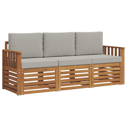 Set divani con cuscino 3 pcs Grigio Naturale e Chiaro