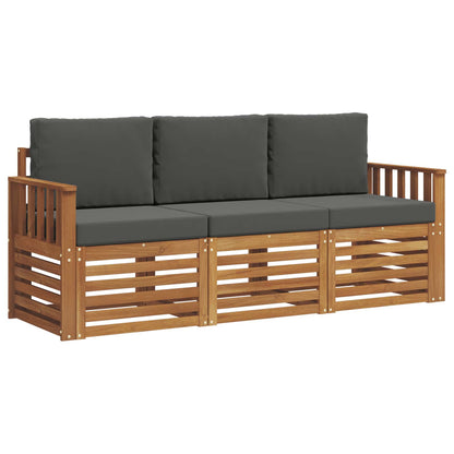 Set divani 3 pcs Naturale e Antracite Legno di Acacia Massello