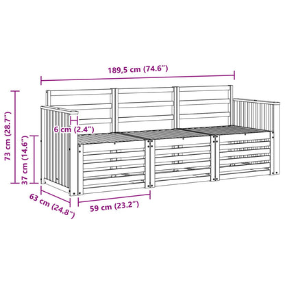 Set divani 3 pcs Naturale Legno di Acacia Massello | homemem39