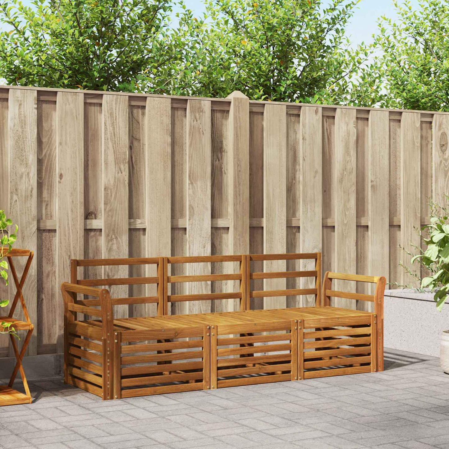 Set divani 3 pcs Naturale Legno di Acacia Massello