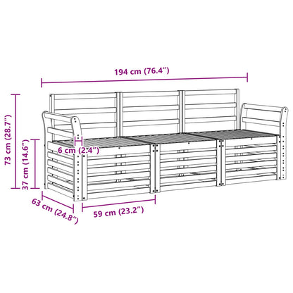 Set divani 3 pcs Naturale Legno di Acacia Massello | homemem39