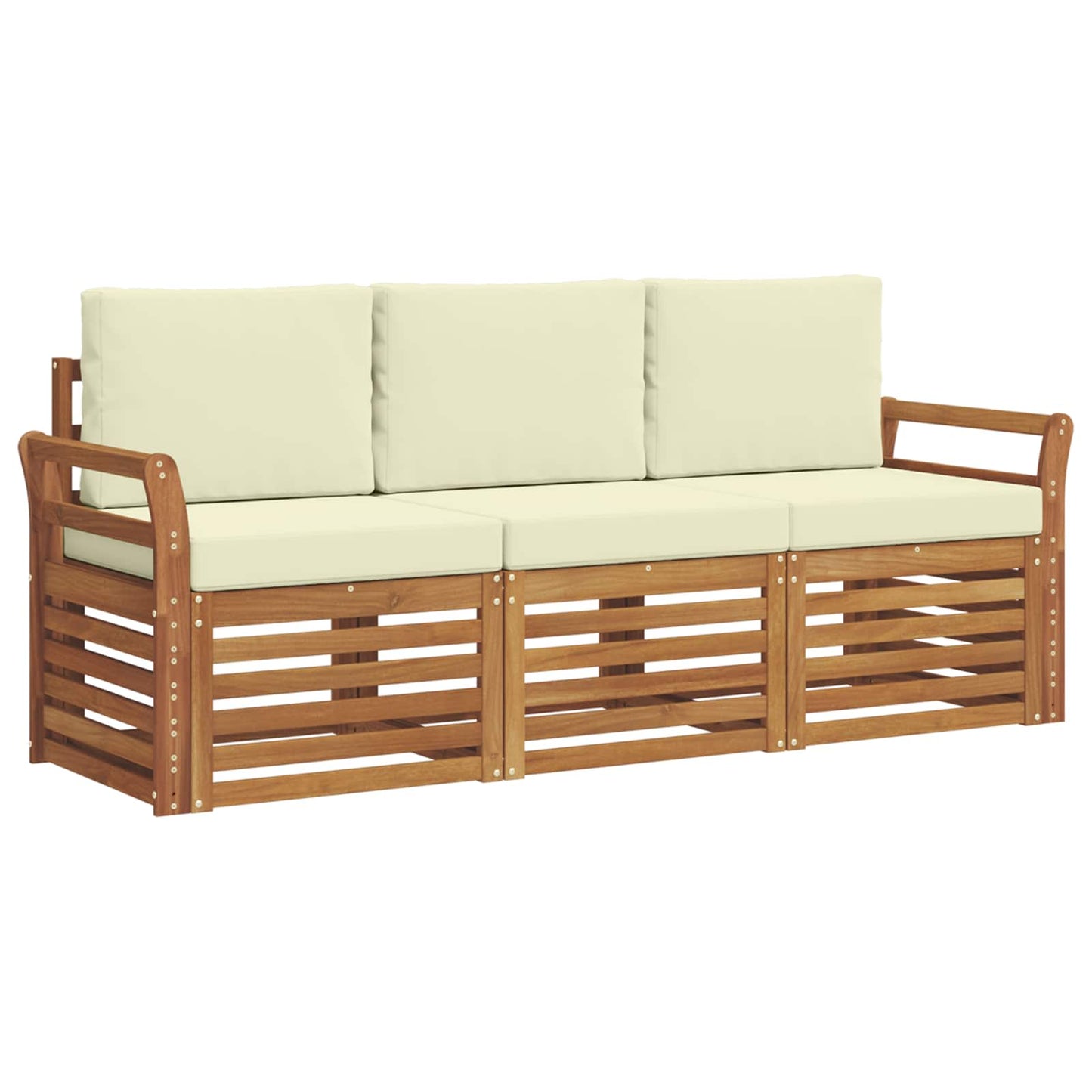 Set divani 3 pcs Naturale e Crema Legno di Acacia Massello | homemem39