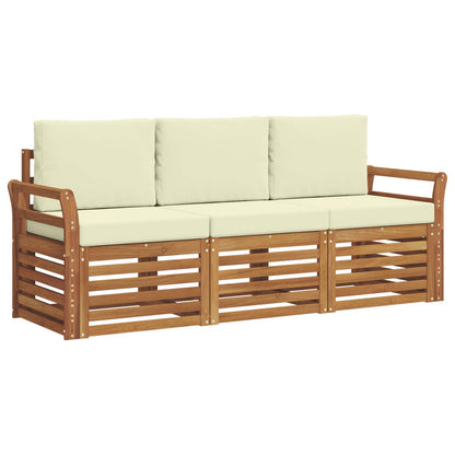 Set divani 3 pcs Naturale e Crema Legno di Acacia Massello | homemem39