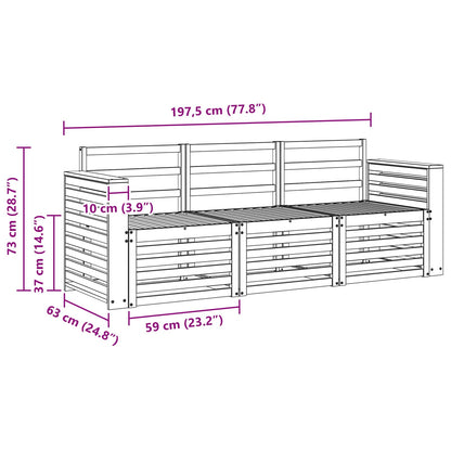 Set divani 3 pcs Naturale Legno di Acacia Massello