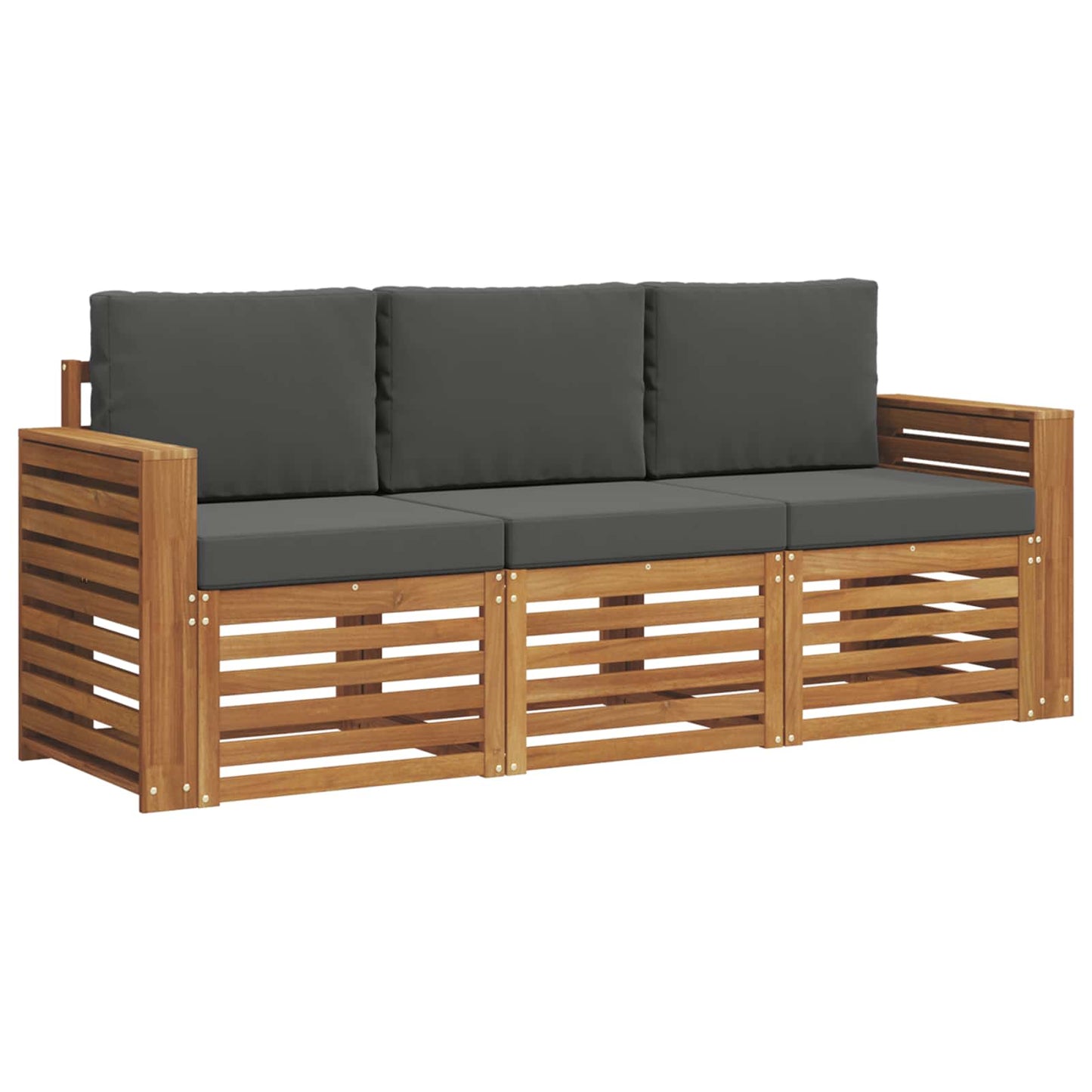 Set divani 3 pcs Naturale e Antracite Legno di Acacia Massello | homemem39