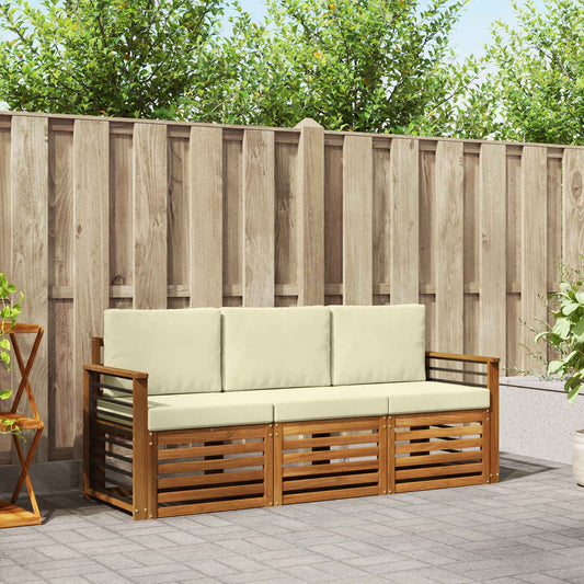 Set divani 3 pcs Naturale e Crema Legno di Acacia Massello | homemem39