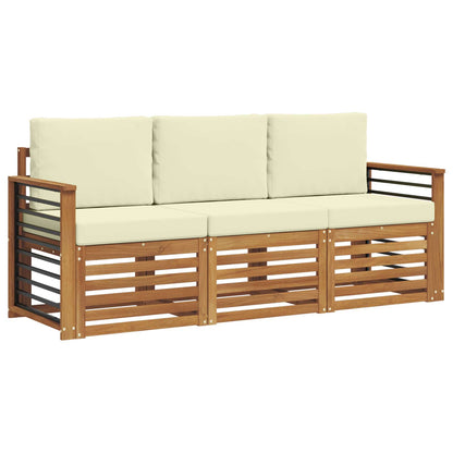 Set divani 3 pcs Naturale e Crema Legno di Acacia Massello | homemem39