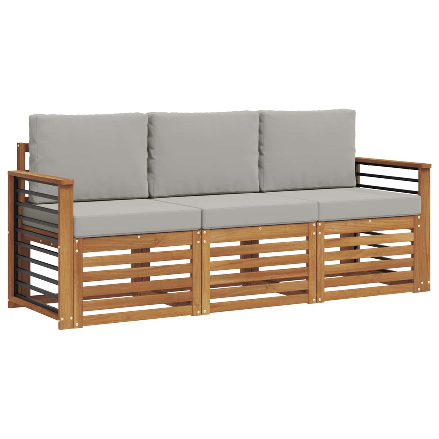 Set divani con cuscino 3 pcs Grigio Naturale e Chiaro | homemem39