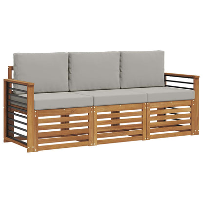 Set divani con cuscino 3 pcs Grigio Naturale e Chiaro | homemem39
