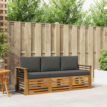 Set divani 3 pcs Naturale e Antracite Legno di Acacia Massello