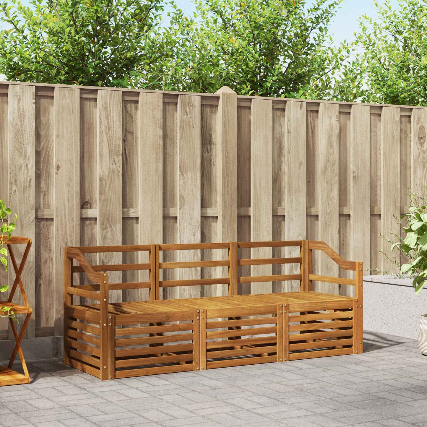 Set divani 3 pcs Naturale Legno di Acacia Massello