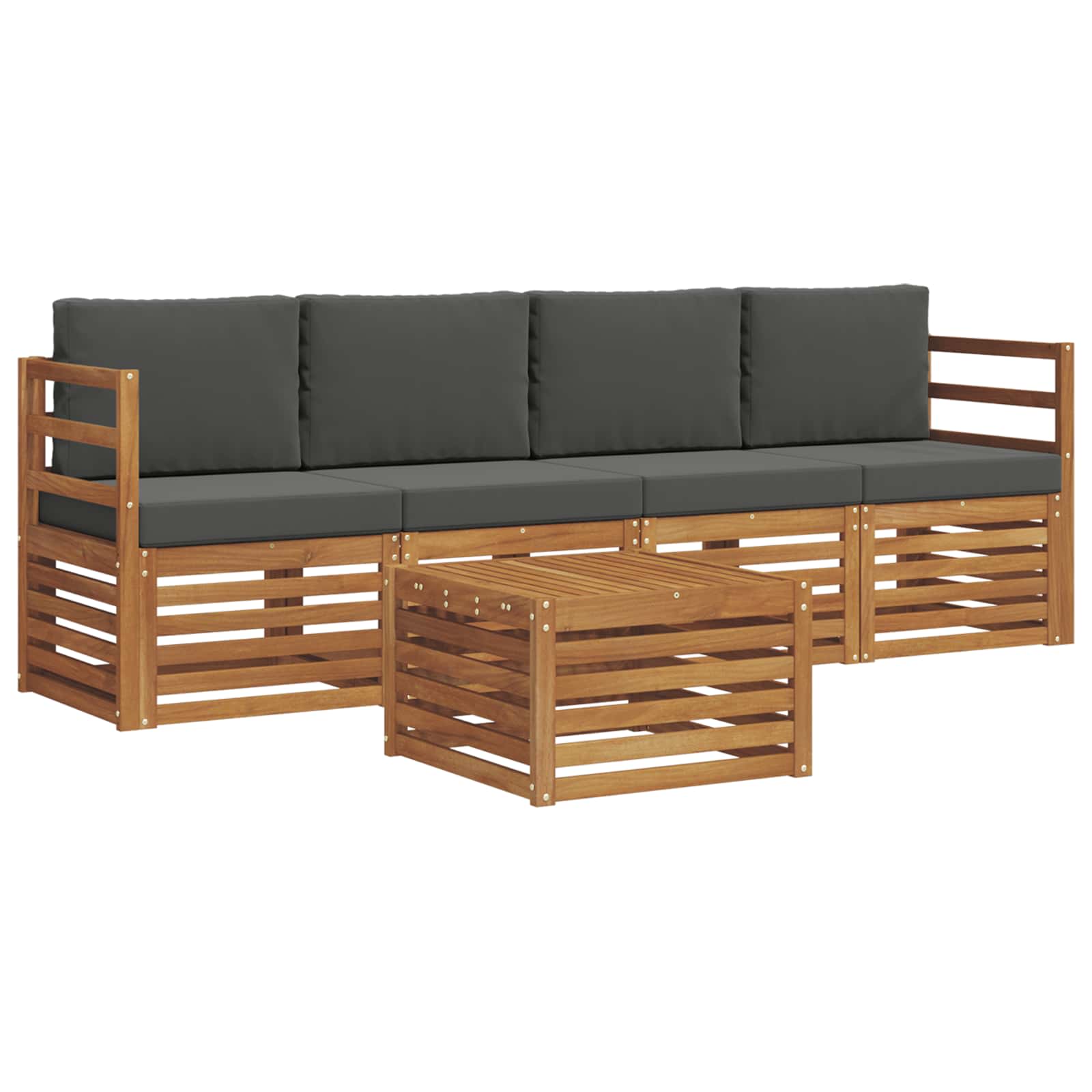 Set di divani da esterno con cuscino 5 pcs Naturale e Antracite | homemem39