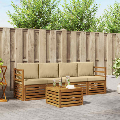 Set di divani da esterno con cuscino 5 pcs Naturale e Beige