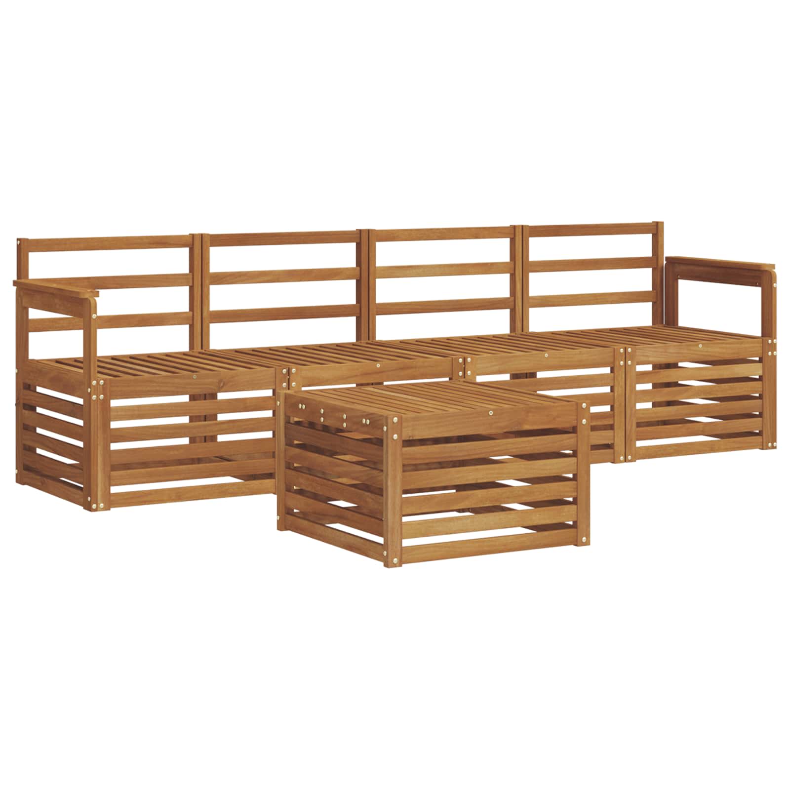 Set divani 5 pcs Naturale Legno di Acacia Massello | homemem39