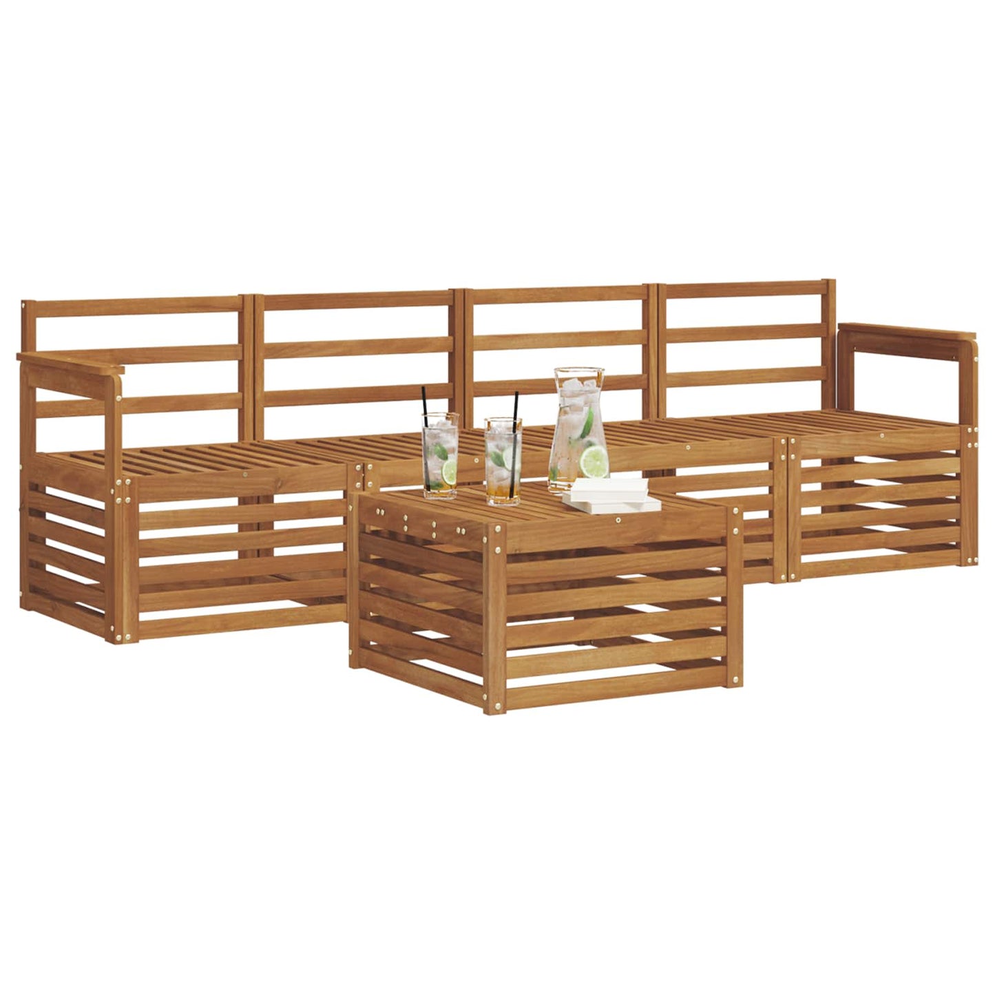 Set divani 5 pcs Naturale Legno di Acacia Massello